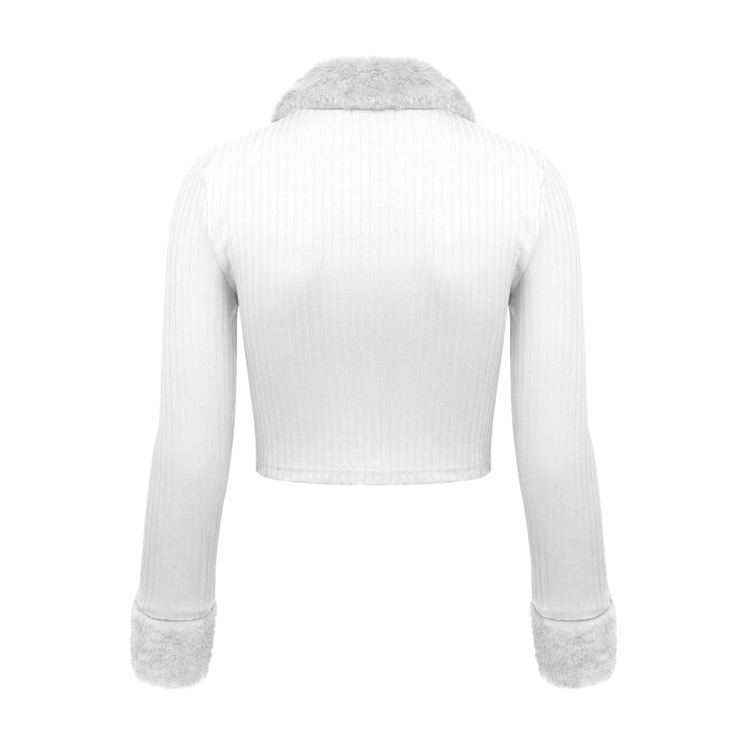 CROPPED CARDIGAN MIT PELZ KRAGEN