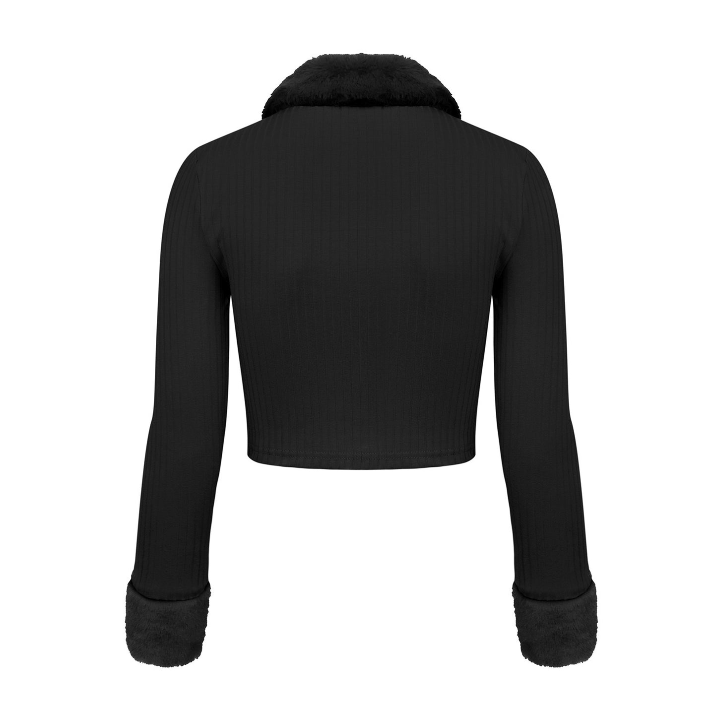 CROPPED CARDIGAN MIT PELZ KRAGEN