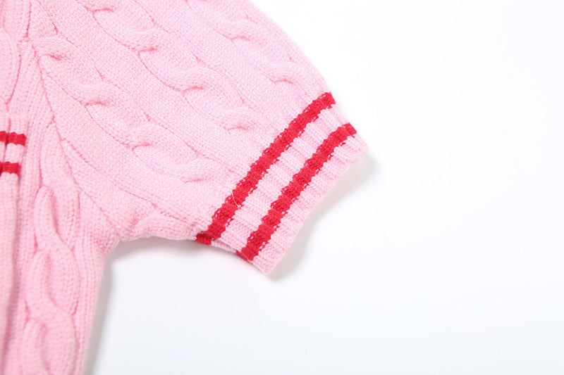 PINKY CROPPED POLO CARDIGAN