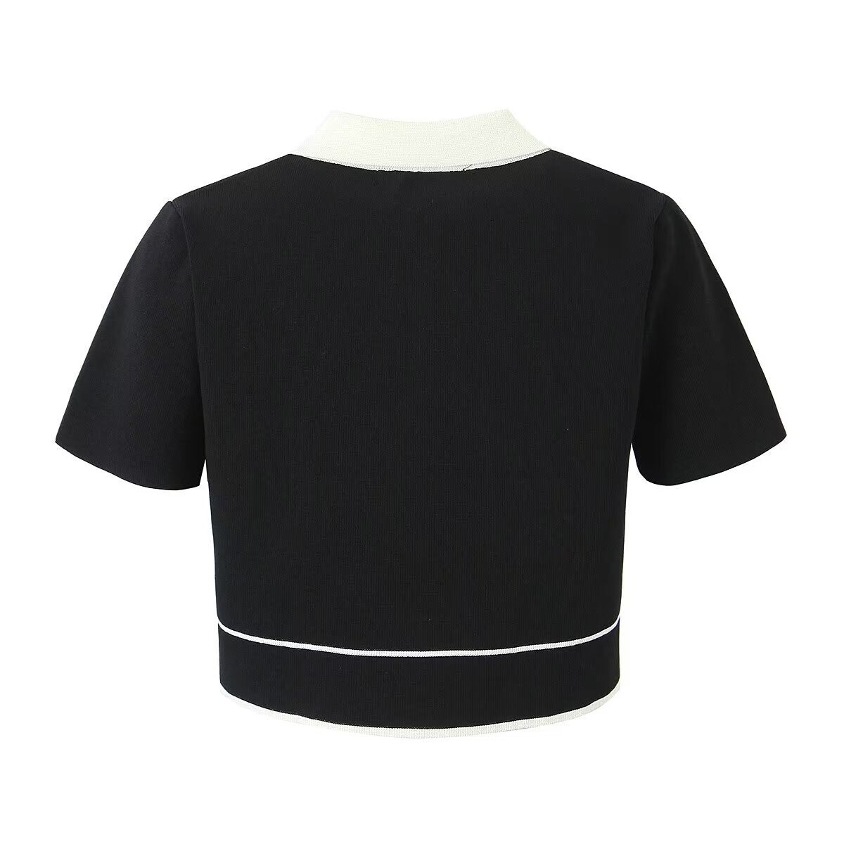 CROPPED POLO CARDIGAN BLACK