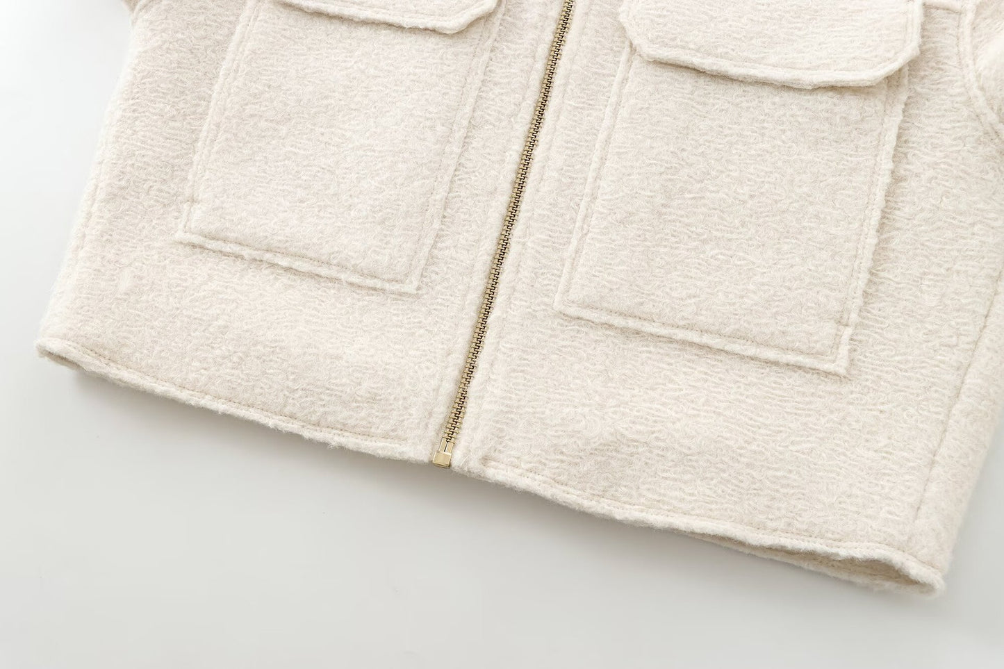 CROPPED WOOL JACKET BEIGE