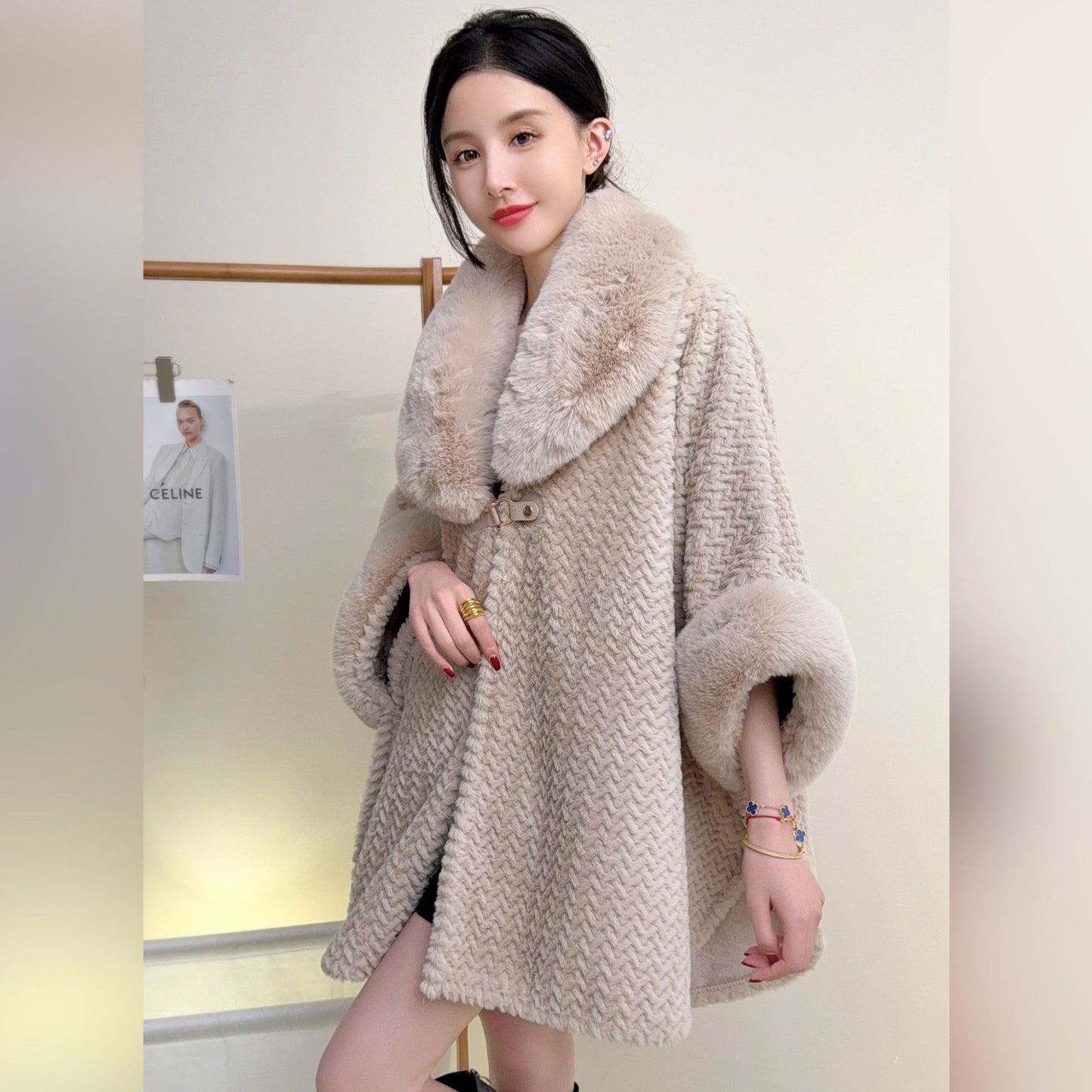 RICH&CLASSY FAUX COAT CREME