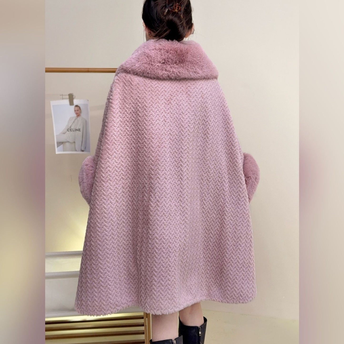 RICH&CLASSY FAUX COAT PINK