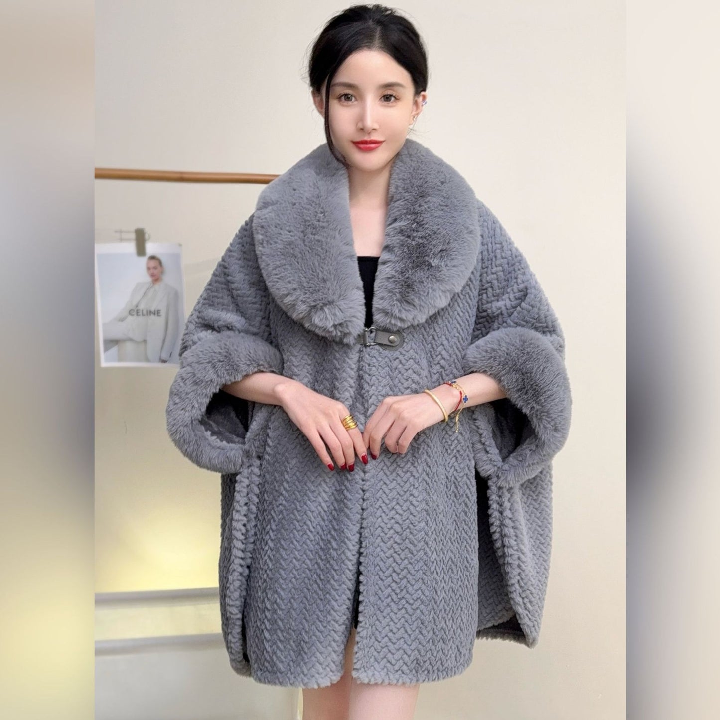 RICH&CLASSY FAUX COAT GREY