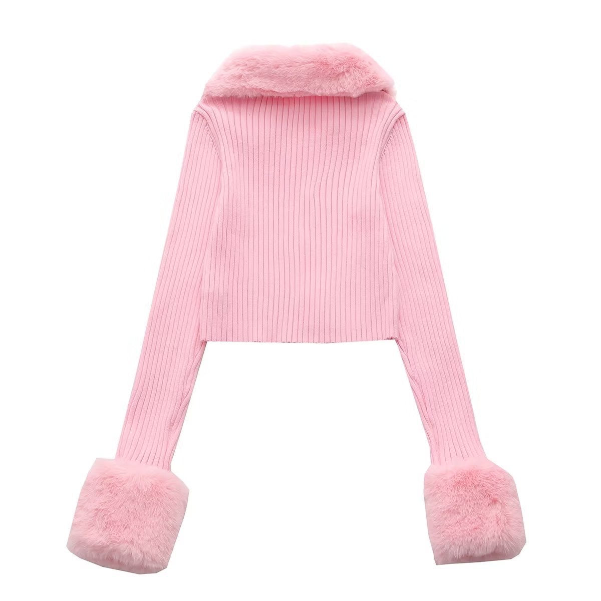 PINKY CARDIGAN MIT PELZ KRAGEN