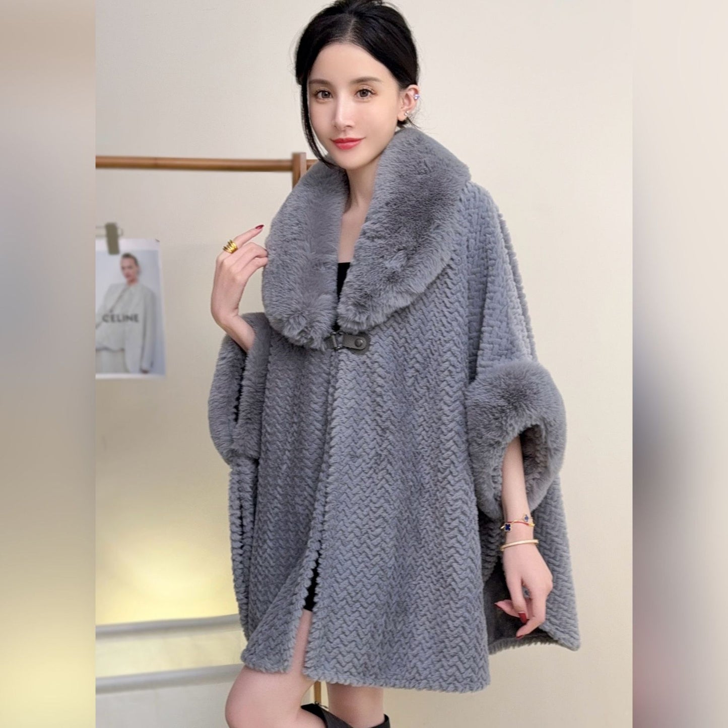 RICH&CLASSY FAUX COAT GREY