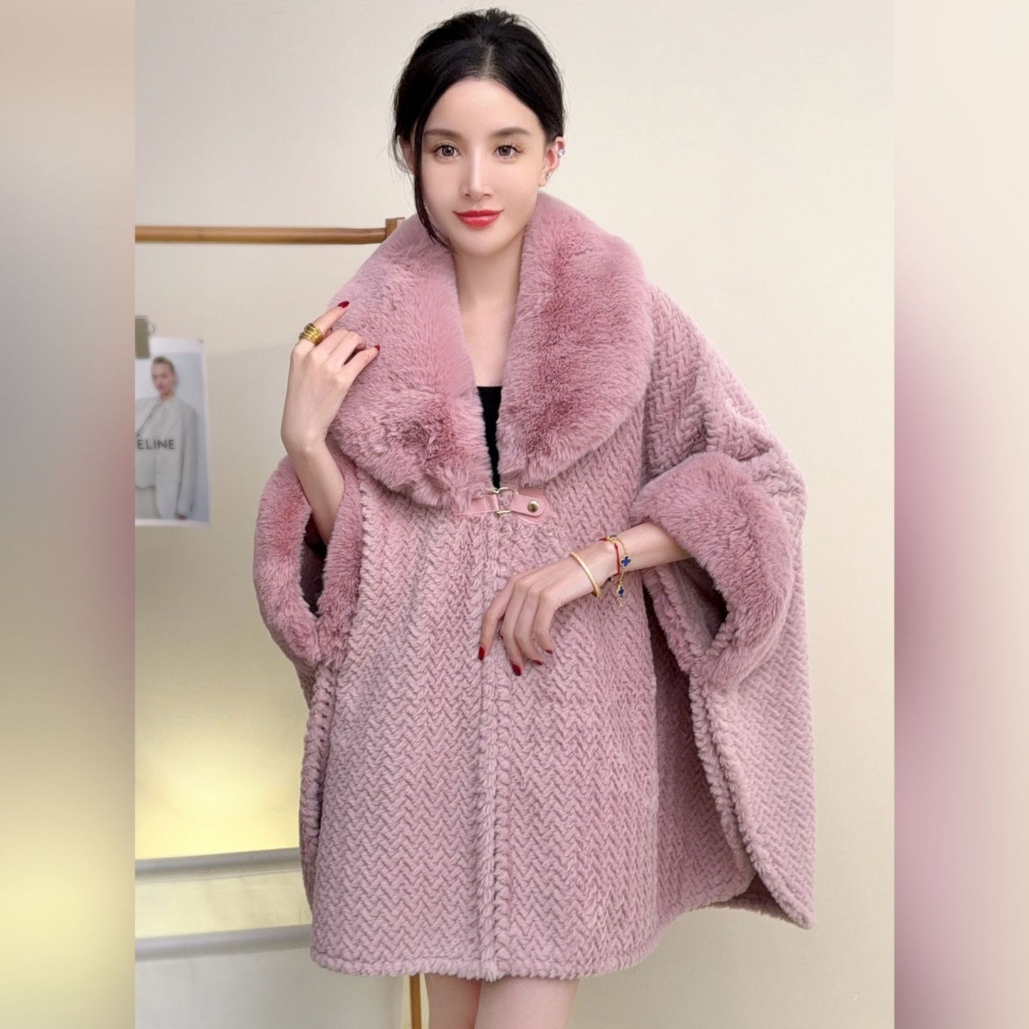 RICH&CLASSY FAUX COAT PINK
