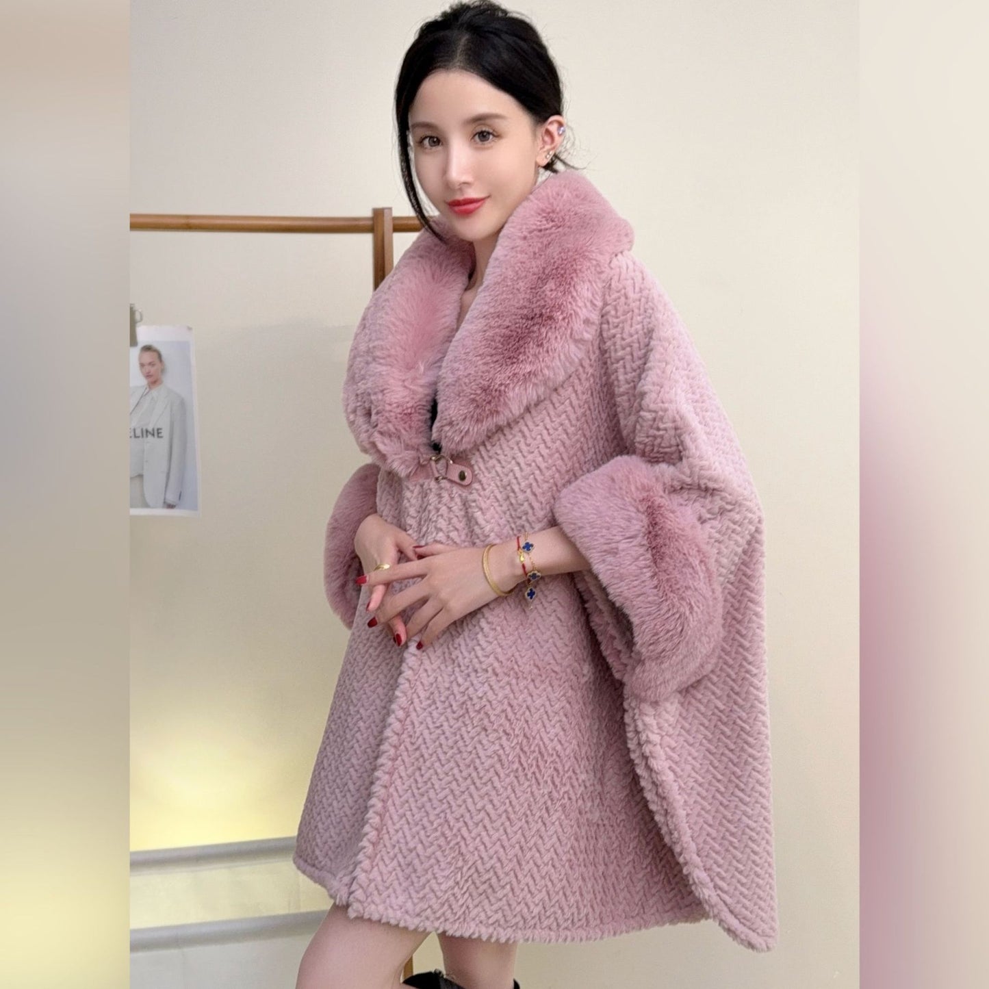 RICH&CLASSY FAUX COAT PINK