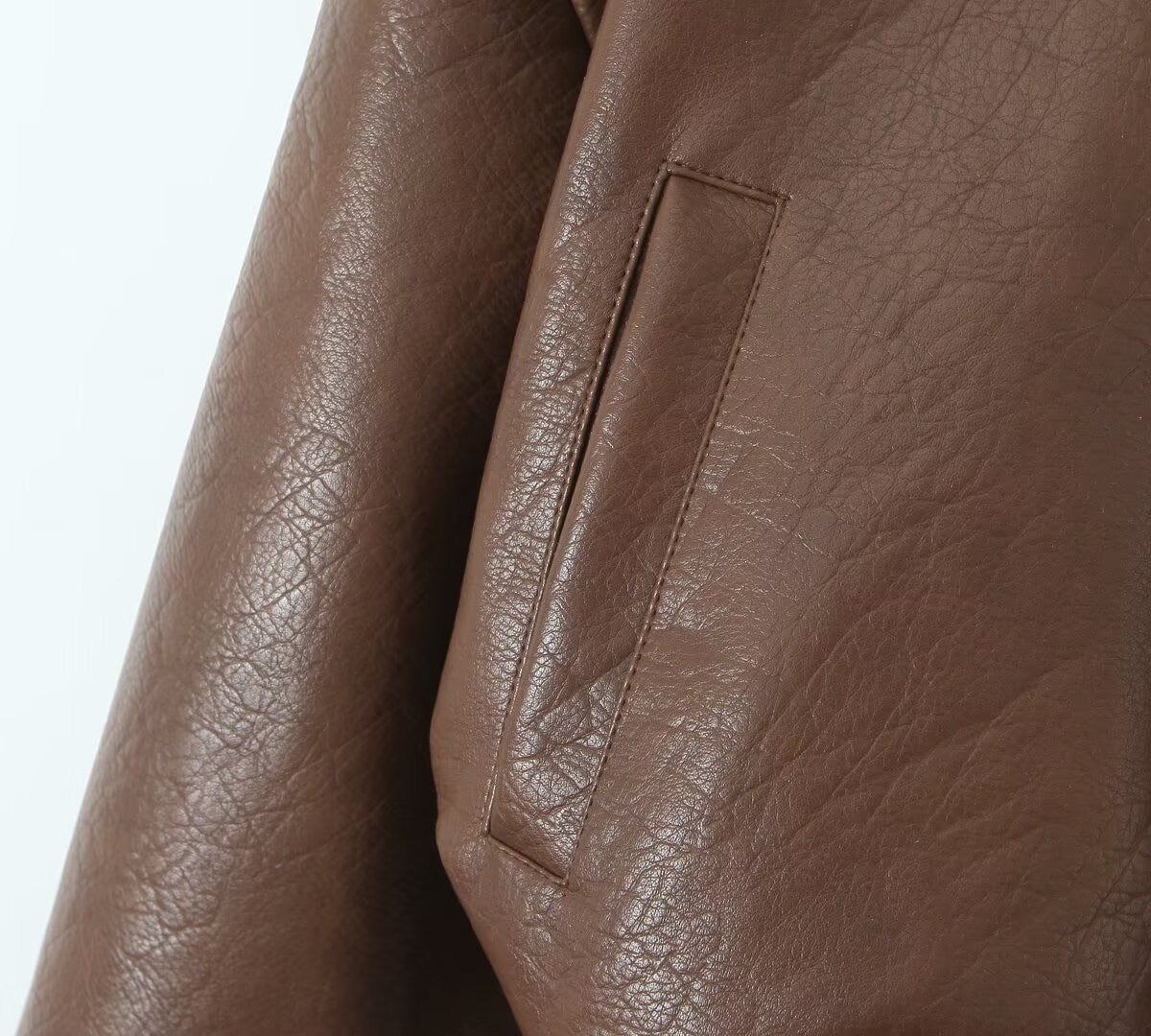 BROWN LEATHER BOMBER JACKET
