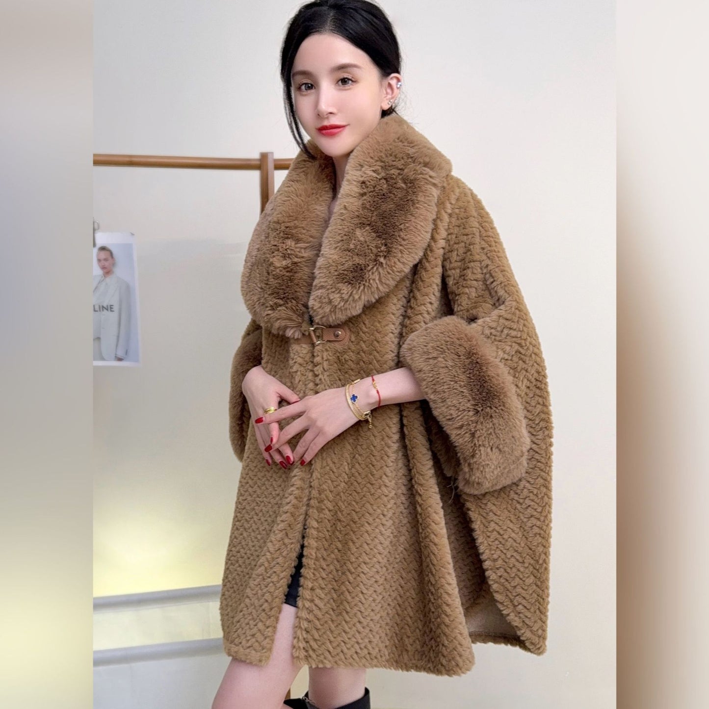 RICH&CLASSY FAUX COAT BROWN