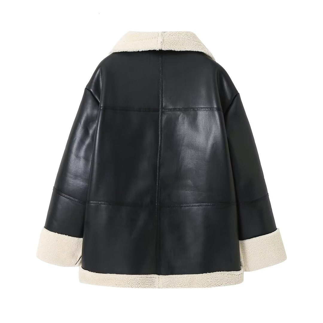 LEATHER SHEARLING COAT