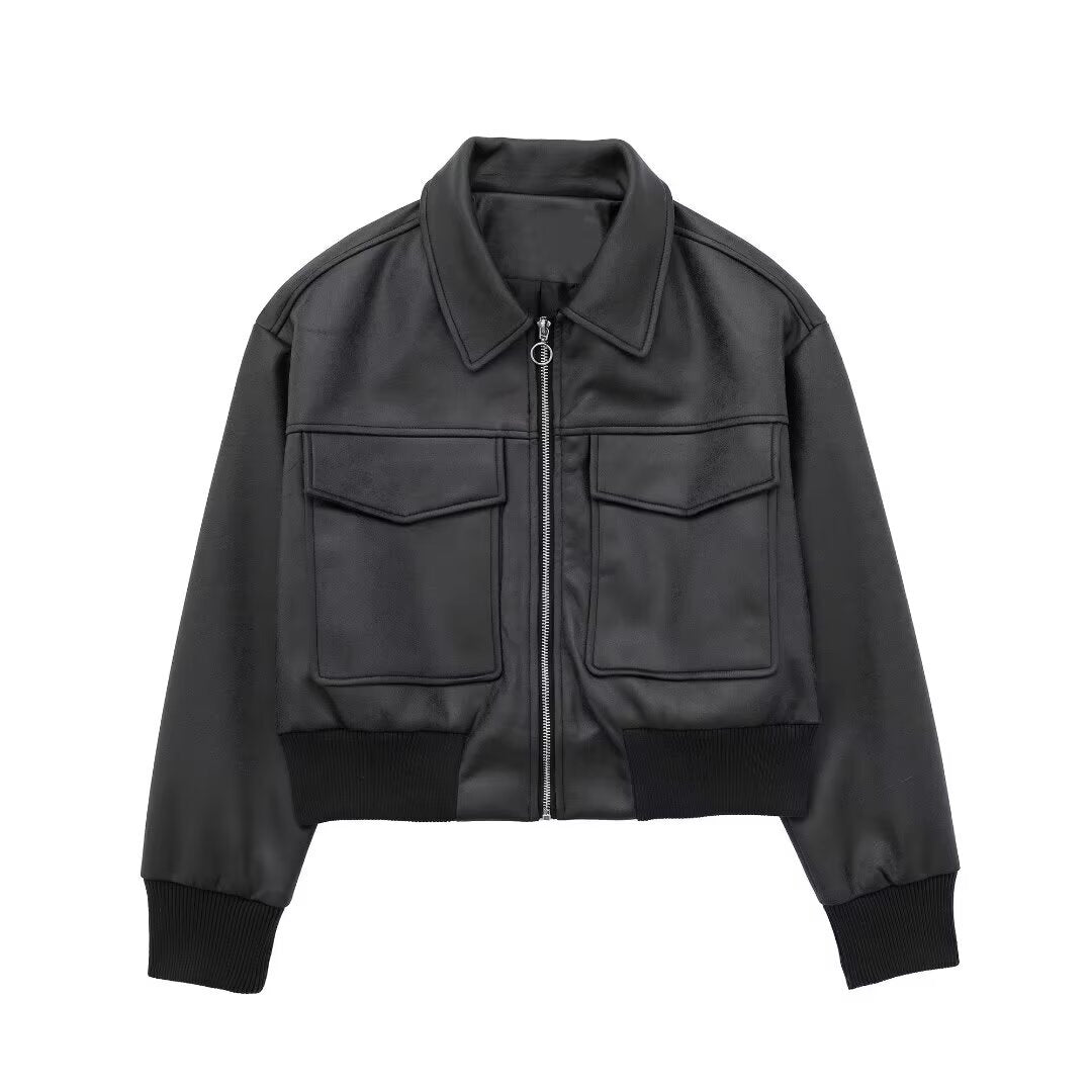LEATHER BOMBER JACKET