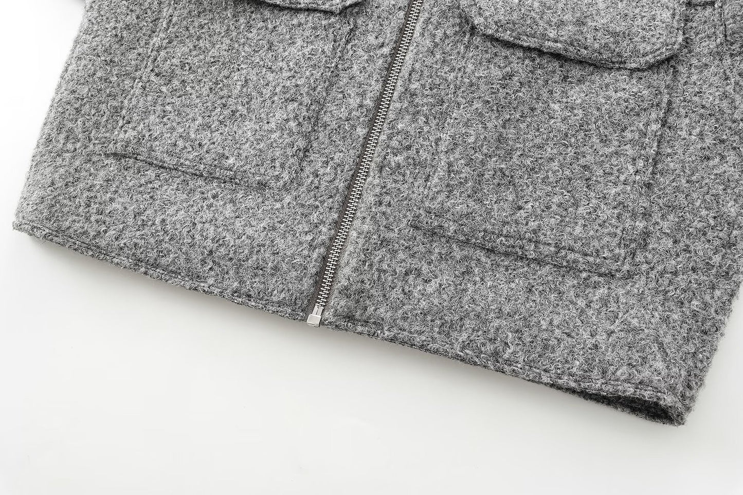 CROPPED WOOL JACKET GREY