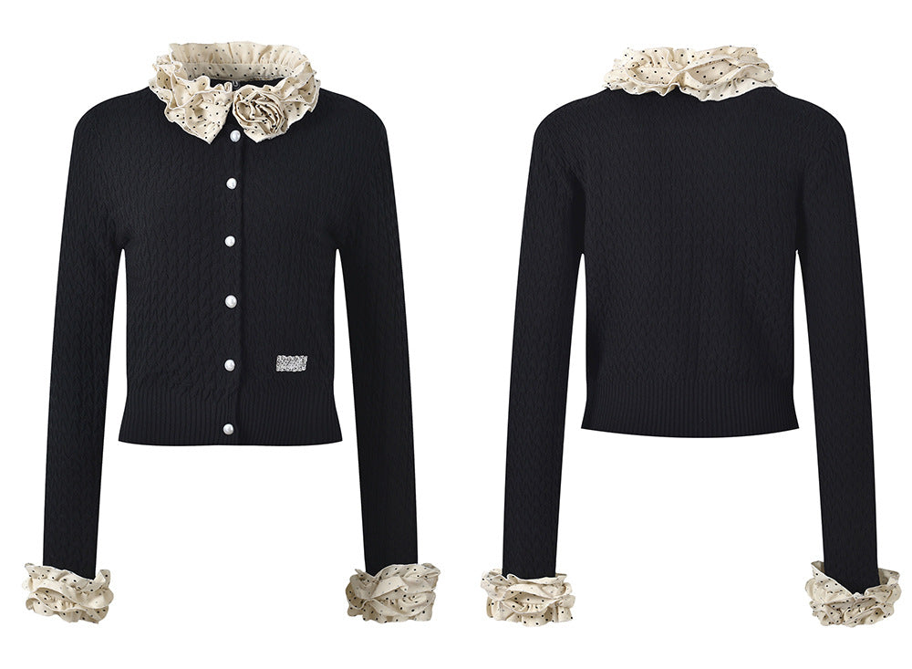 SPORTY&RICH ROYAL CARDIGAN BLACK
