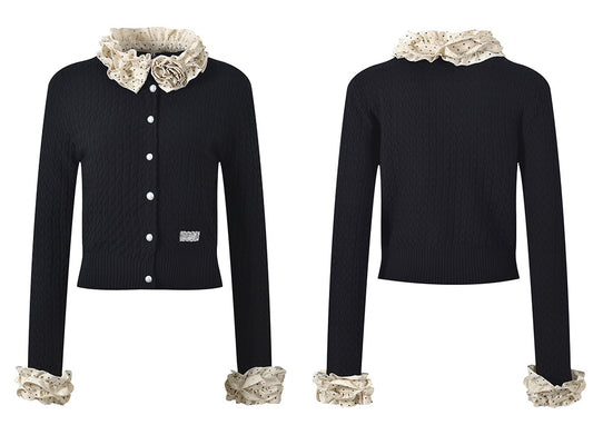 SPORTY&RICH ROYAL CARDIGAN BLACK