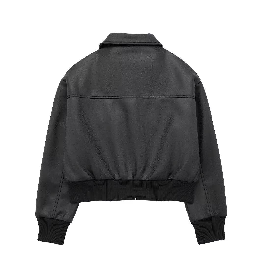 LEATHER BOMBER JACKET