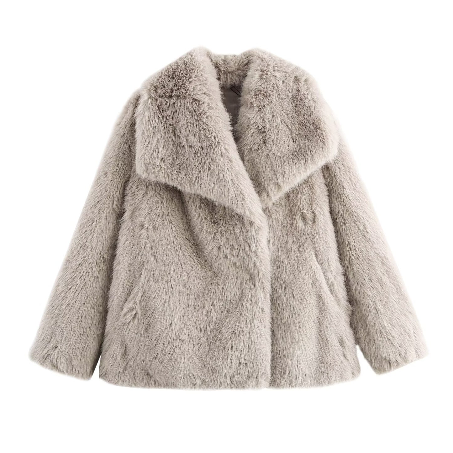 LUXURIÖSE KUNSTPELZ JACKE