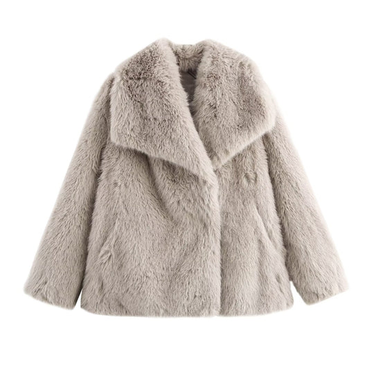 LUXURIÖSE KUNSTPELZ JACKE