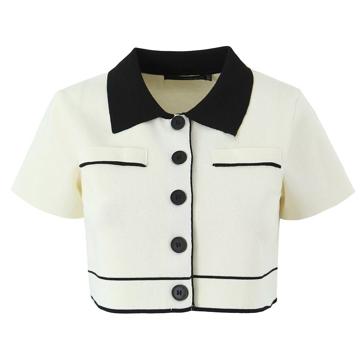 CROPPED CARDIGAN POLO WHITE