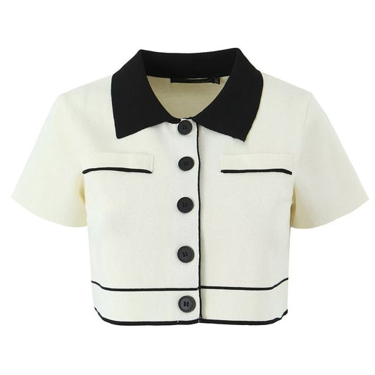 CROPPED CARDIGAN POLO WHITE