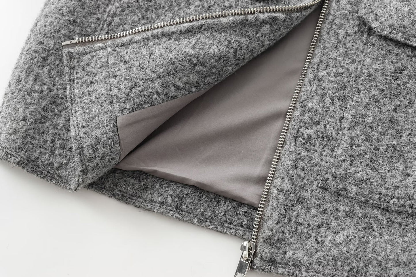 CROPPED WOOL JACKET GREY