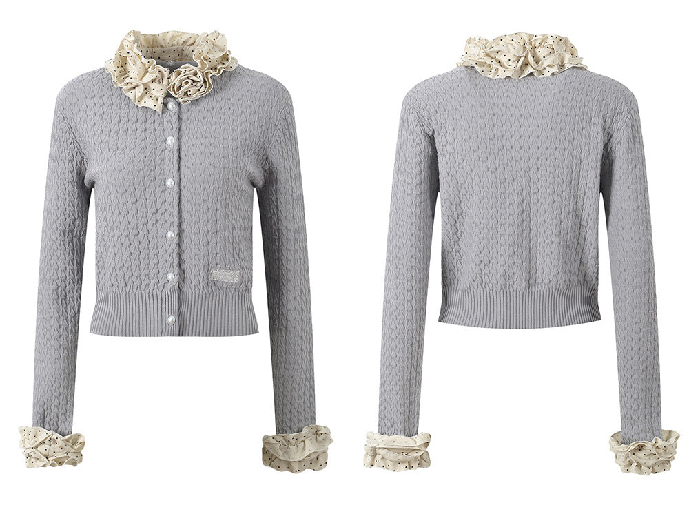 SPORTY&RICH ROYAL CARDIGAN GREY
