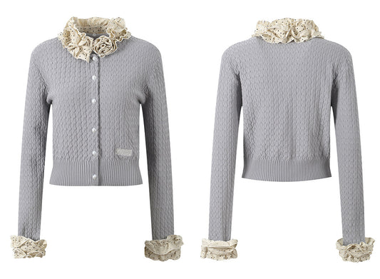 SPORTY&RICH ROYAL CARDIGAN GREY