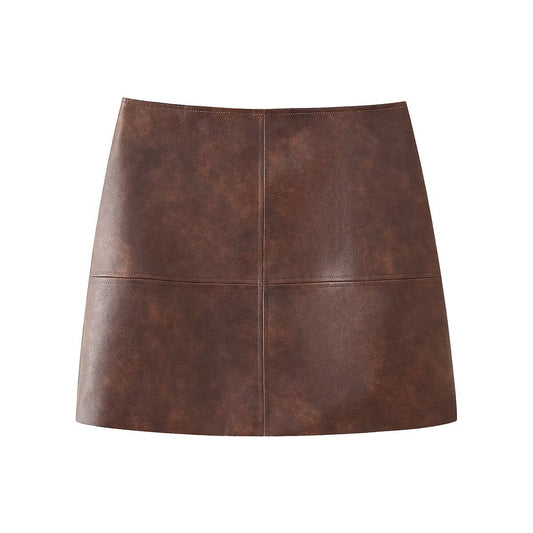 BROWN LEATHER SKIRT