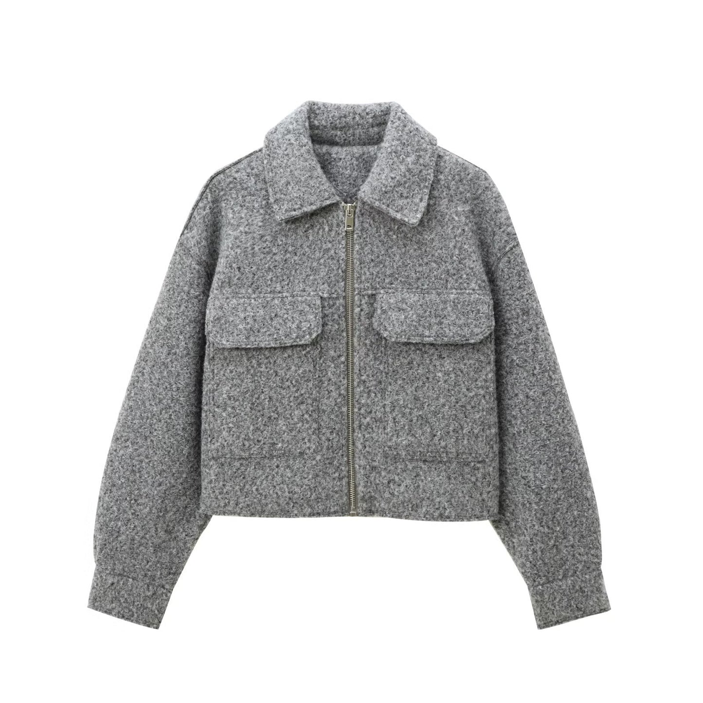 CROPPED WOOL JACKET GREY