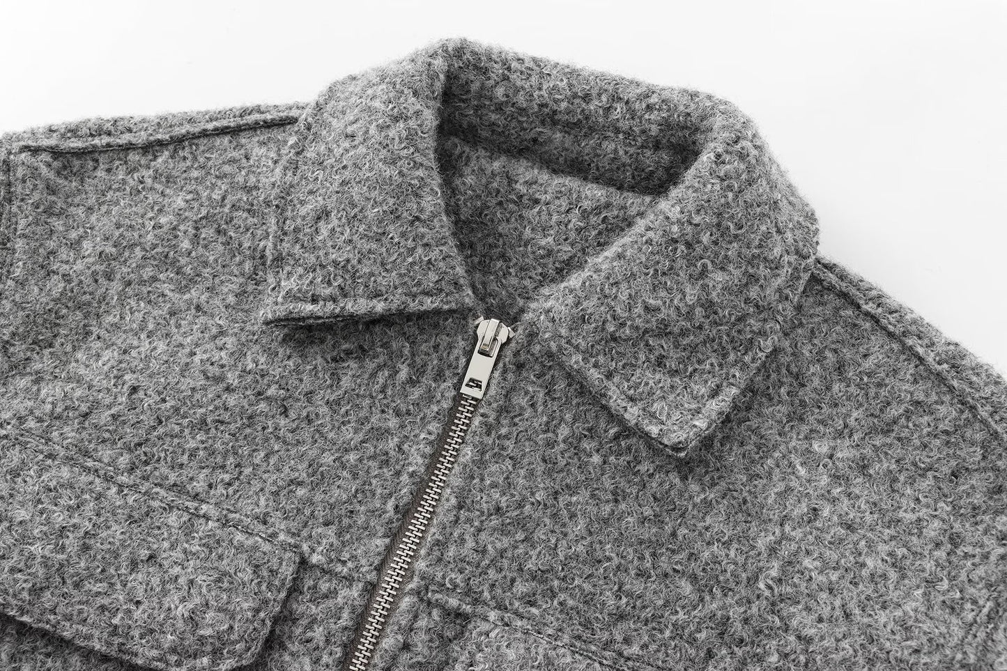 CROPPED WOOL JACKET GREY