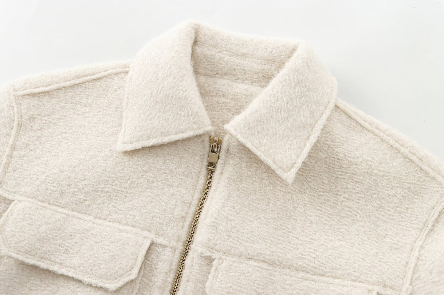 CROPPED WOOL JACKET BEIGE