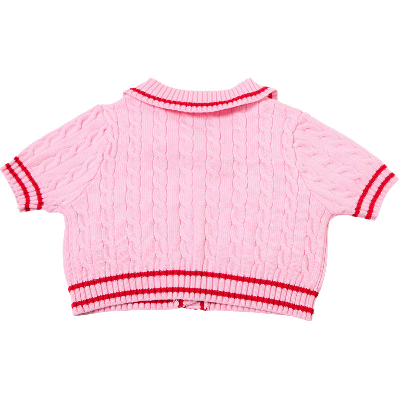 PINKY CROPPED POLO CARDIGAN