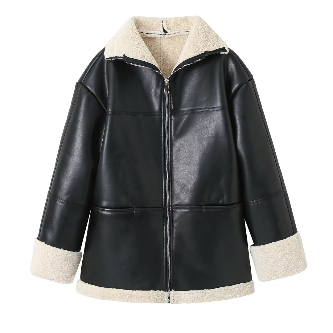 LEATHER SHEARLING COAT