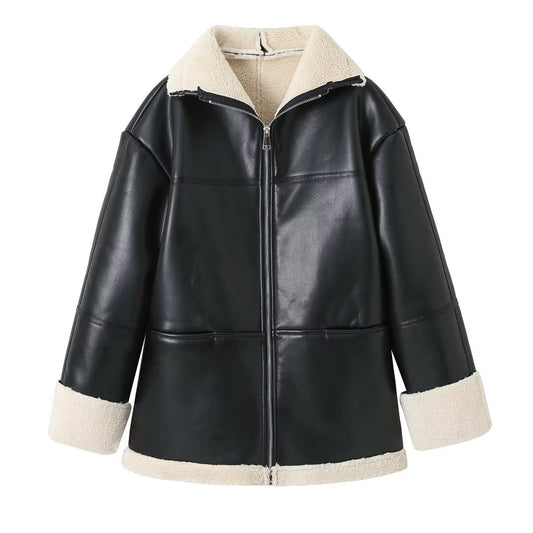 LEATHER SHEARLING COAT
