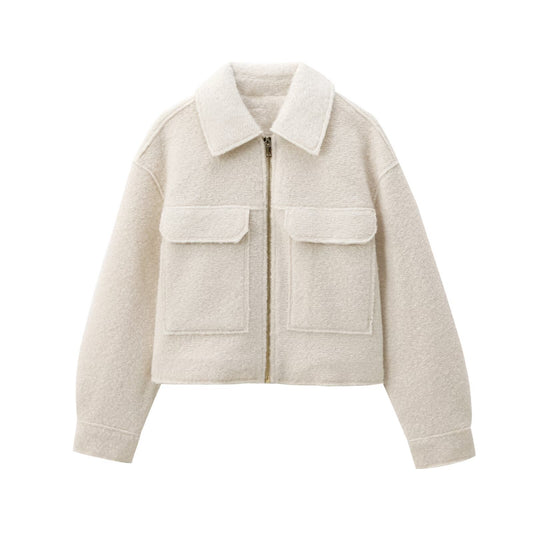 CROPPED WOOL JACKET BEIGE